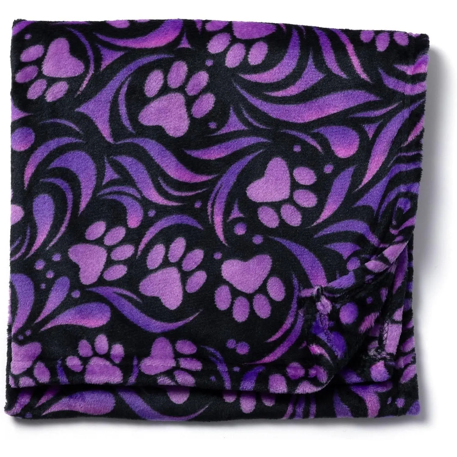 Pet Dog Cat Blanket Ultra Soft Cozy Fleece Paw Print Design Machine Washable Durable for Crates Beds Sofas Travel (Purple Paw Symphony, Medium)