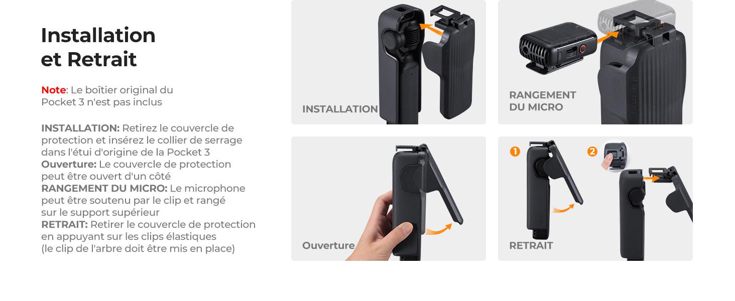 K&F CONCEPT Gimbal and Lens Protector Compatible with DJI Osmo Pocket 3, Screen Lens Cover with Hard Shell and Soft Interior, Quick Open/Close and Compact Design