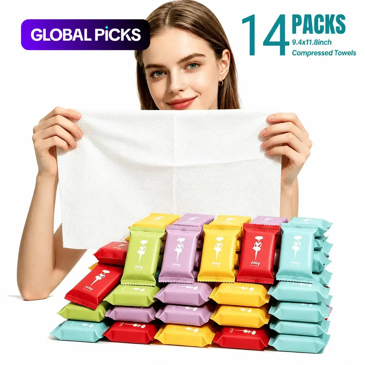 Compressed Towel Tablets, Magic Compressed Towel, 42-Count Disposable Face Towels, Disposable Face Towelettes for Travel & Camping, Soft Portable Washcloths, 19.4 x 11.8 Inches #GLOBAL PICKS
