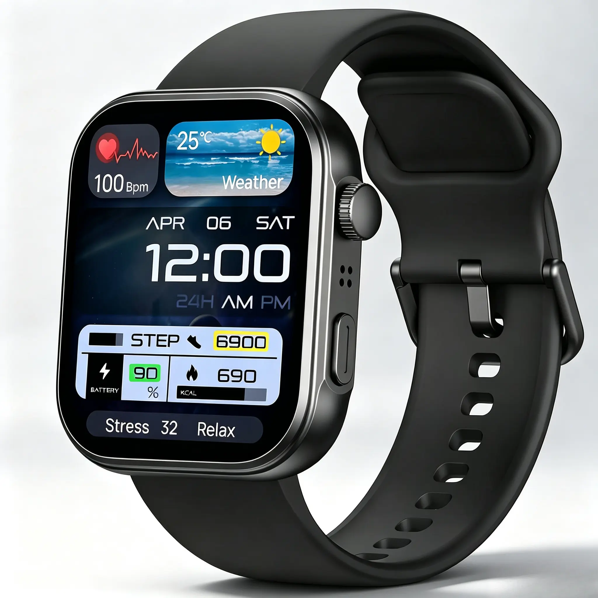 Smartwatch, Bluetooth Calling, AMOLED Ultra HD Display, Custom Dynamic Watch Faces, Message Notifications, 100+ Sports Modes, Heart Rate & Blood Oxygen Monitoring, Long Battery Touch Screen Watch, Ideal New Year Gift