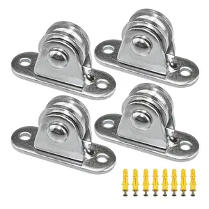 4pcs Small Silent Pulley Set, Fixed Rope, Load Capacity 176 Lbs, Ideal for Material Handling, DIY Projects, Wall Ceiling Installation
