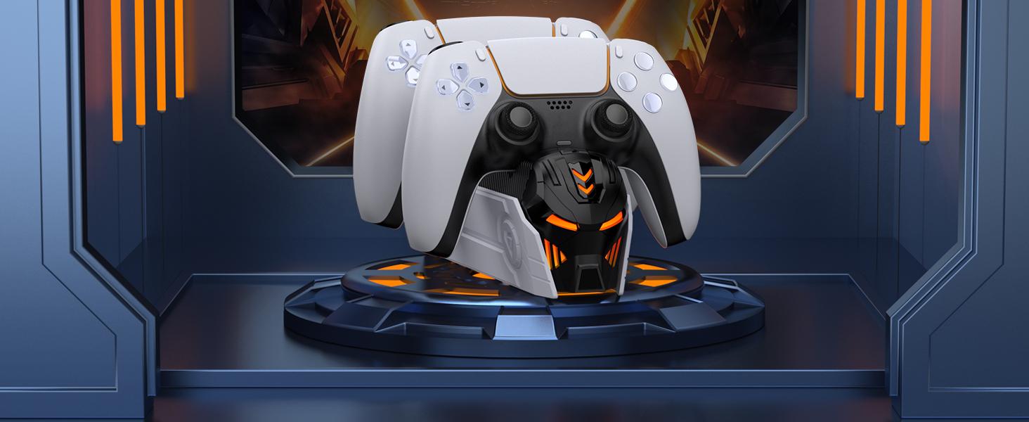 BEBONCOOL PS5 Controller Charger Station for Playstation 5 Dualsense Controllers: Fast PS5 Dual Controller Stand Charger Dock-LED PS5 Controller Charging Station Accessories for Playstation 5 Storage Kit