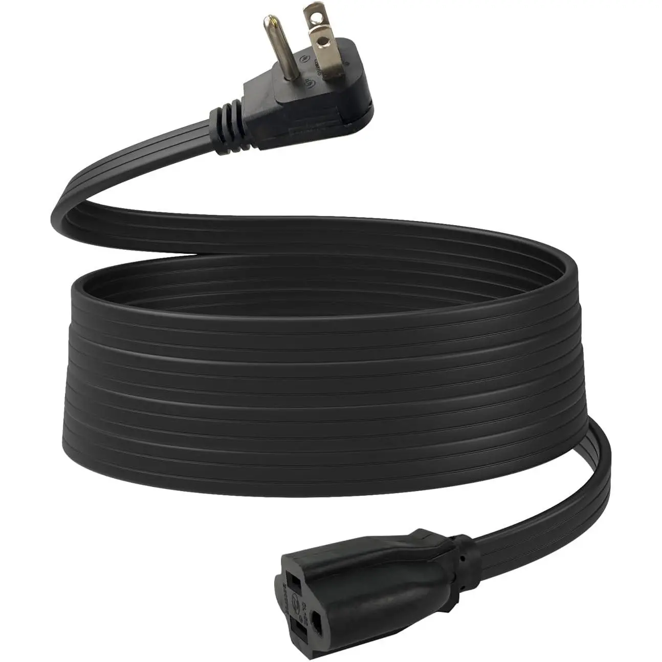 6 FT Outdoor Extension Cord, 14/3 Gauge Heavy Duty Appliance Power Cord, 3 Prong Grounded  for Air Conditioner, Refrigerator, Microwave, Washing Machine, 15A 1875W, ETL Listed, Black