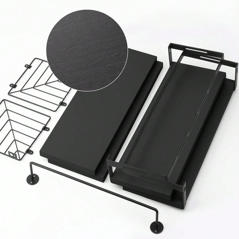 3+1 Tier Wall Mounted Bathroom Shelves Over Toilet, Rustic Wood Floating Shelves With Metal Frame And Towel Bar For Bathroom, Kitchen, Bedroom, Living Room, Home Decor, Bathroom Decor, Bathroom Organizer Summer