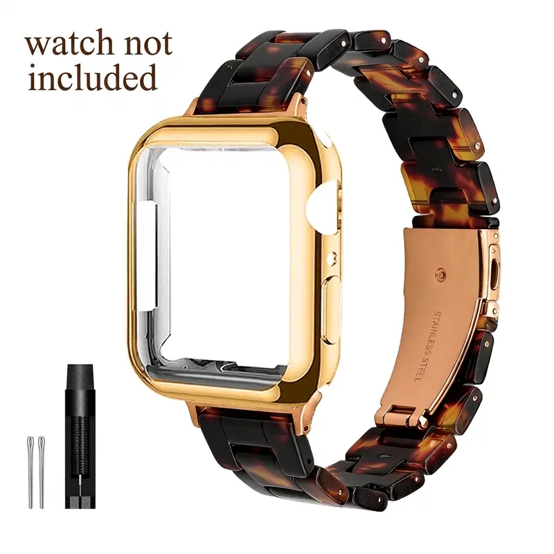 Lightweight compatible Apple Watch band, Smartwatch accessory band, with flexible TPU protective case, stylish resin style, compatible with iWatch 10 Series 1-11 replacement band, fits iWatch 38mm 41mm 40mm 45mm 44mm 42mm 46mm