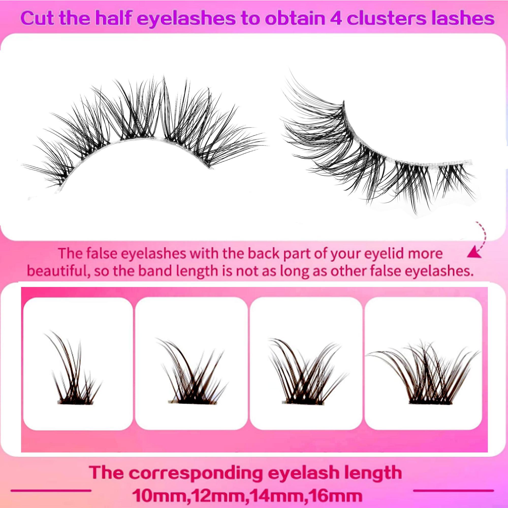 Lightweight Cat Eye Flare Lashes, 5 Pairs Transparent Stem Wispy Natural Curling Eye Makeup Strip Lashes, Volumized False Eyelashes