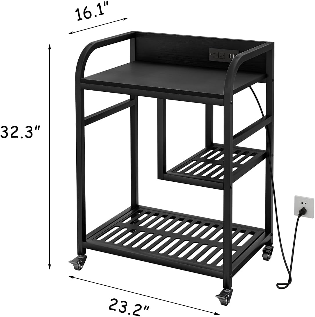 Printer Stand with Cable Management and Storage Drawer, Printer Table with Locking Wheels, Printer Cart for Under Desk, Home, Office, for Desktop CPU Shredder Deals For You Days
