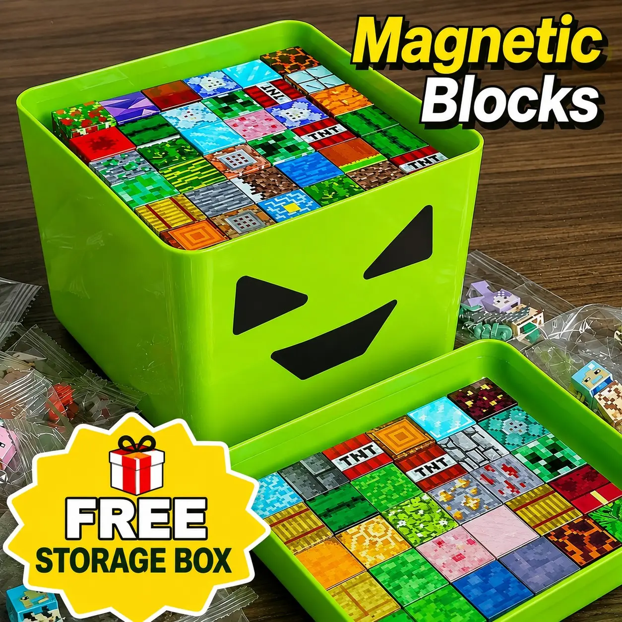 Magnetic Cube Building Blocks Toy, Mini Magnetic Puzzle for Kids, Creative Development Gift, Christmas Birthday Present, Building Blocks Set