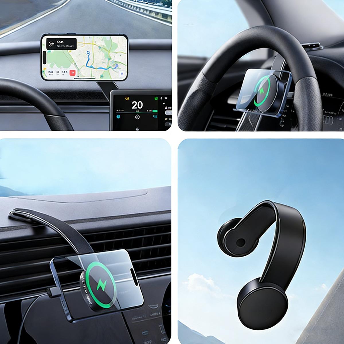 Upgraded magnetic wireless car mount with a 180° rotating vacuum suction cup; 180° adjustable MagSafe car charging holder that rotates for easy positioning; portable-suitable for cars, gyms, mirrors, offices, and home; multi-purpose car mount; an ideal gi