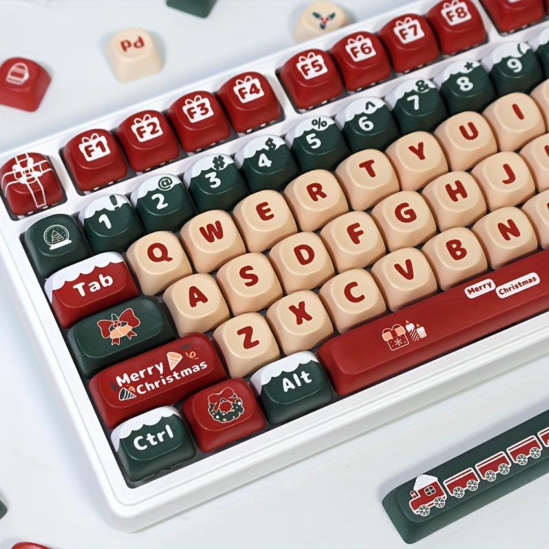 Theme PBT Keycaps Set Red Green Snow Design 6.25U for 61 64 68 81 82 84 87 89 96 97 98 99 100 104KEY Mechanical Keyboard Caps Durable Thermal Sublimation Christmas Gift
