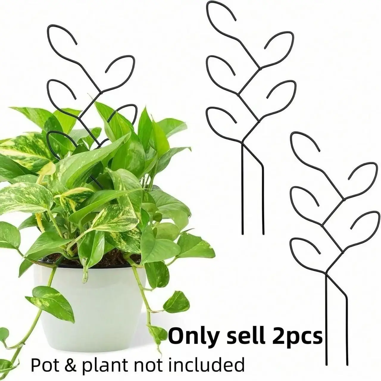 2-Pack Metal Plant Support Stakes, Indoor & Outdoor Potted Plants, 11.8-Inch Climbing Trellis, Trellis For Potted Plants, Decorative Floral Growth Aid, Functional Wire Fixtures, Easy Installation, Climbing Plant Stand, Plant Supports Stakes