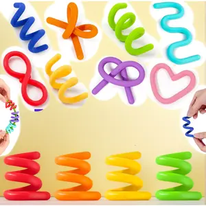 8 Pack Silicone Fidget Sticks, Sensory Toys for Kids Adults – Quiet Desk Fidgets for Classroom Prizes, Anxiety Stress Relief Toys for Autism ADHD, Calm Down Travel Airplane Plane Toys