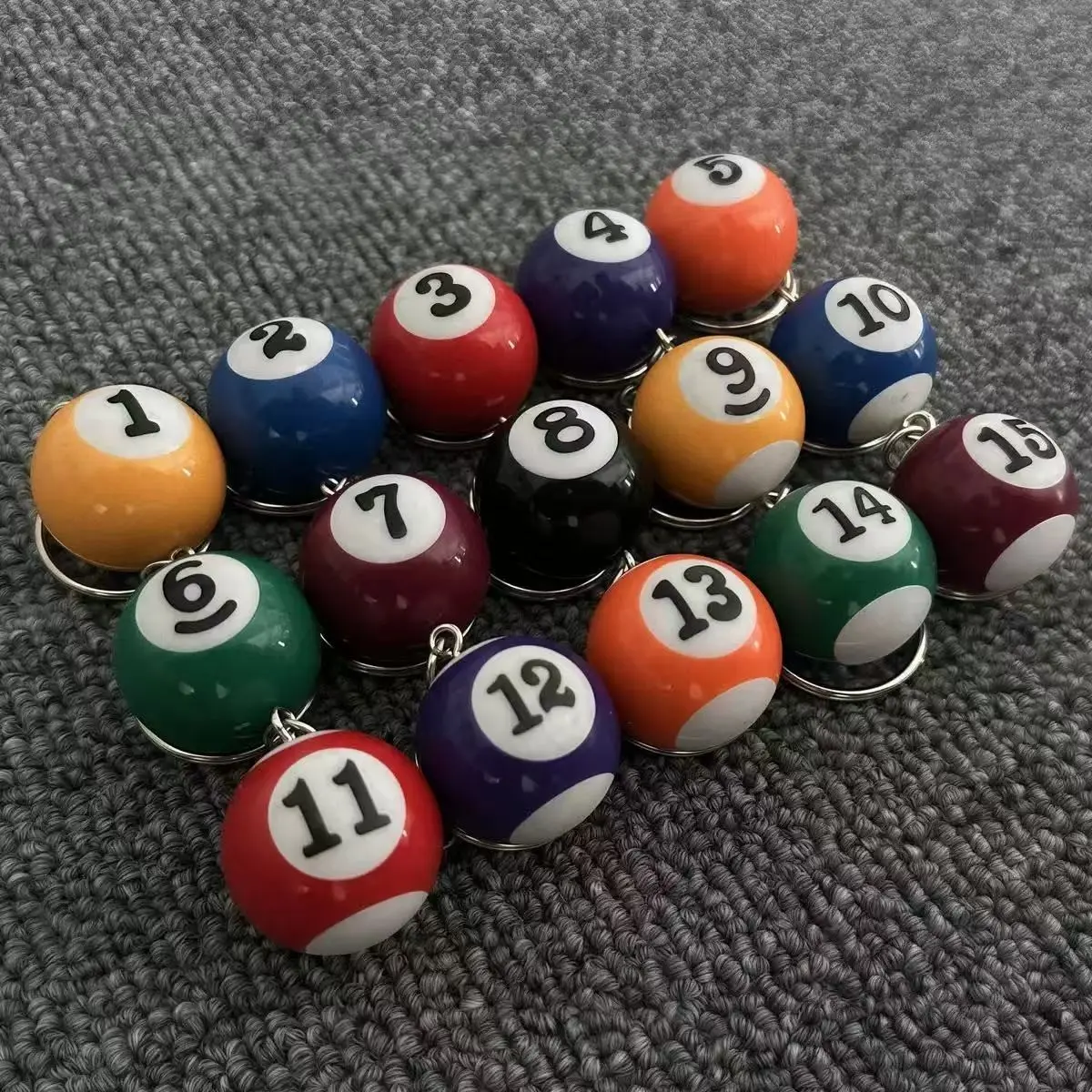16 Pcs Creative Keychains, Colorful Mini Billiard Balls, Small Pool Ball Keychain, Elegant Gift Set, Unique Key Ring Accessories