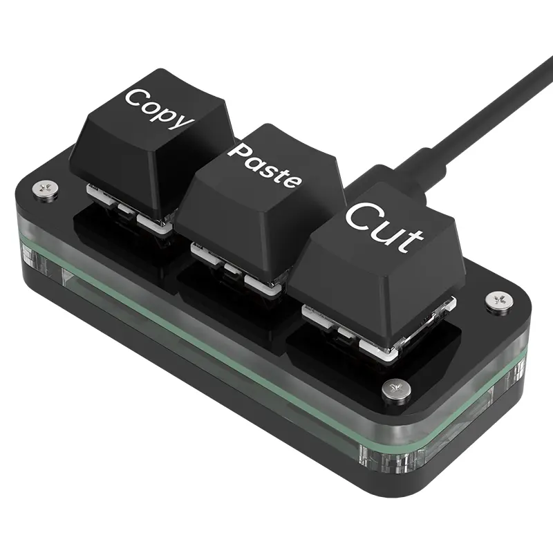 RGB 3-Key Macro Programmable Mini Mechanical Macro Pad - Wireless, Hotswap Switches, Copy-Paste Function, RGB Lighting for PC Gaming, Photoshop (No Software Needed)