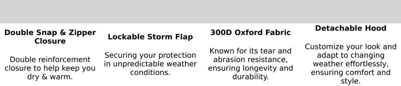 Men's Hi Vis Long Raincoat Waterproof Reflective Safety Rain Jacket High Visibility with Detachable Hood