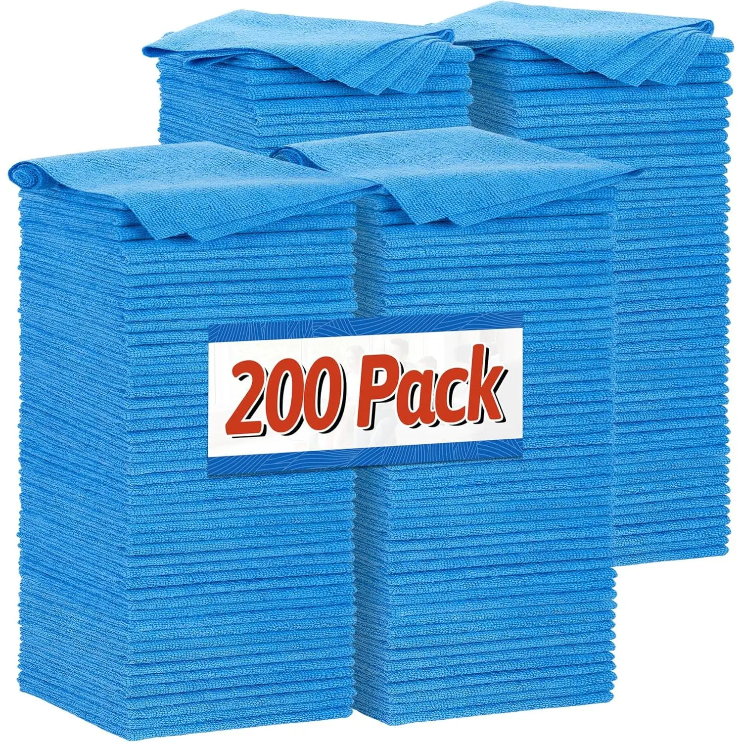 Microfiber Shop Towels (200 Bulk Pack) - 11.5x11.5 in All-Purpose Absorbent Cleaning Rags for Automotive Use, 4 Colors