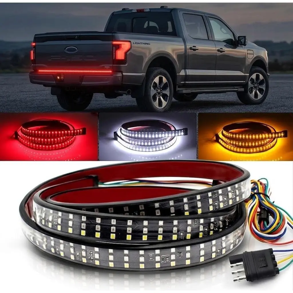 60" Universal LED Tailgate Light Bar - Sequential Turn Signal, Brake Light Strip, Plug-and-Play, IP67 Waterproof Vehicle Accessories for Ford F150/F250, RAM 1500, Chevy Silverado, SUV