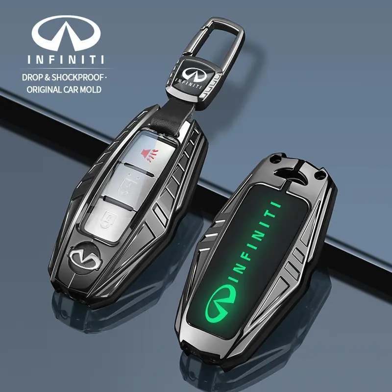 Infiniti Qx60 Qx50 Key Cover, Metal Car Key Protector, Remote Control Case, Keychain Accessory, Mech Style, Backlit Logo