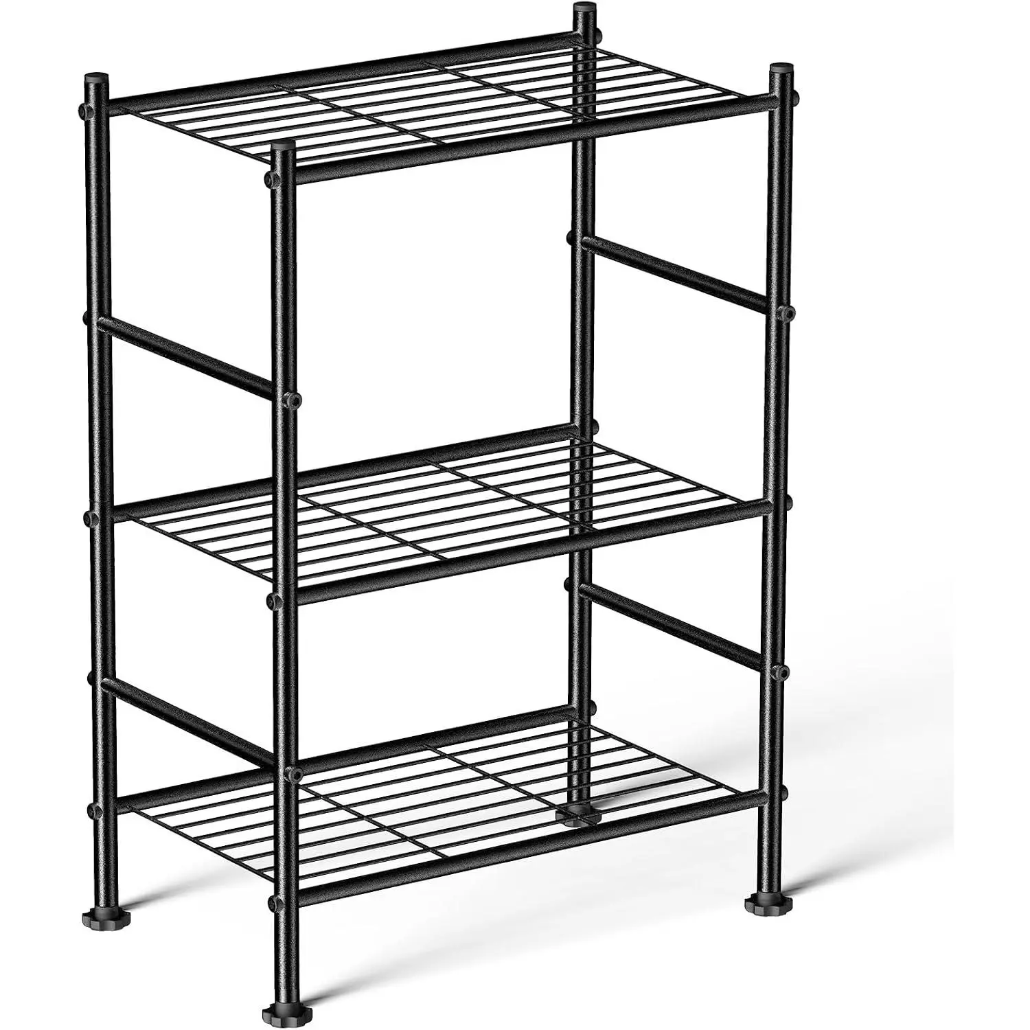 3-Tier Metal Wire Mesh Storage Shelves with Adjustable Legs & Compact Design, Closet Shelves for Bathroom, Garage Use, Metal Frame