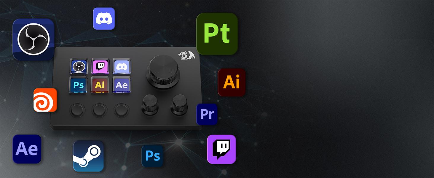 Redragon SS551 Stream Station - All-in-One Macro Pad, LCD Keys & Dials, Stream Station for Content Creators, Streaming, Gaming - PC & Mac Compatible