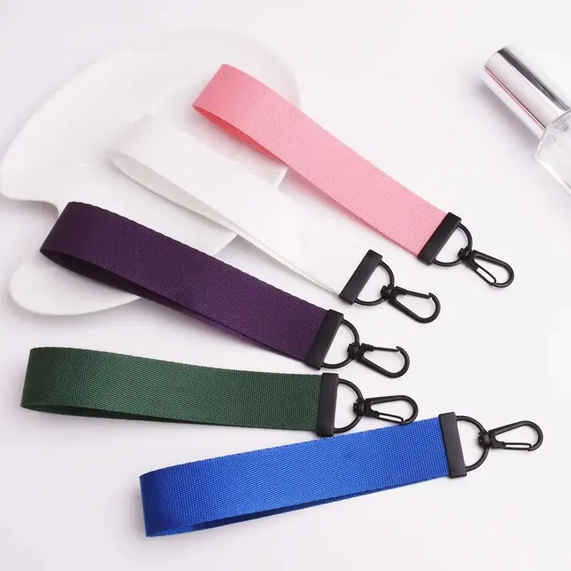 Royal Blue Wristlet Keychain Lanyard - Solid Color Fabric Key Strap, Strong Black Carabiner Clip, Durable Lightweight Comfortable Design, Keychain for Purse, Ideal for Daily Key Carry