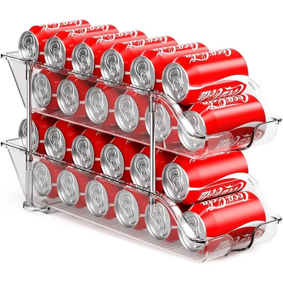 Stackable Soda Can Organizer for Pantry or Fridge, Holds 24 Cans | 1-Pack Space-Saving Drink Organizer for Fridge, Clear Pop can & Food can Dispenser/Holder/Storage/Container for Refrigerator