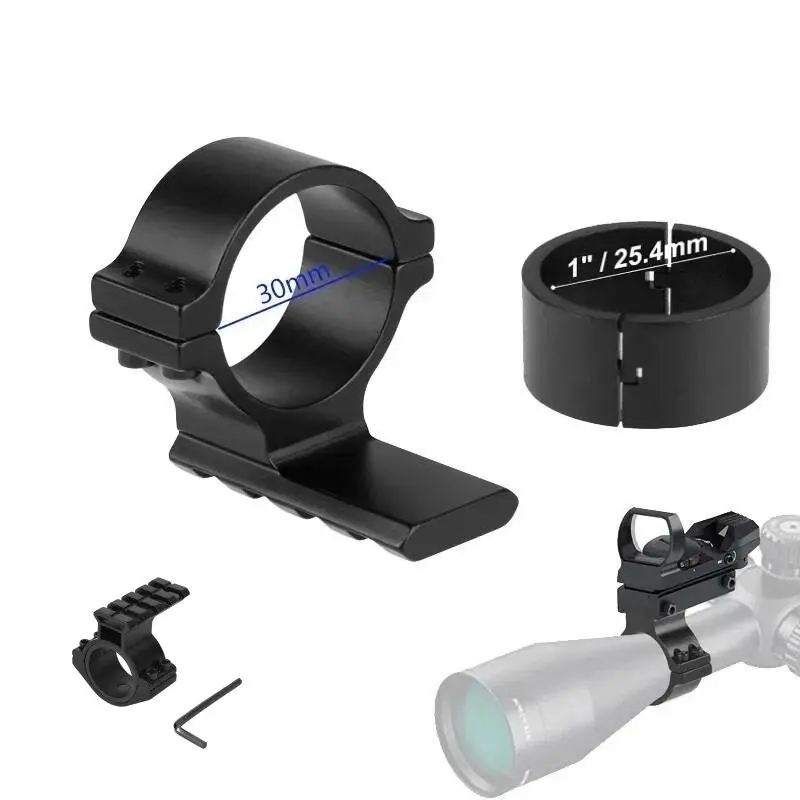 Scope Ring 25.4mm 30mm Diameter Adaptor Mount, 21mm Rail for Flashlight Dot Laser, Hunting Scope Ring Accessories, Picatinny Rails Mount