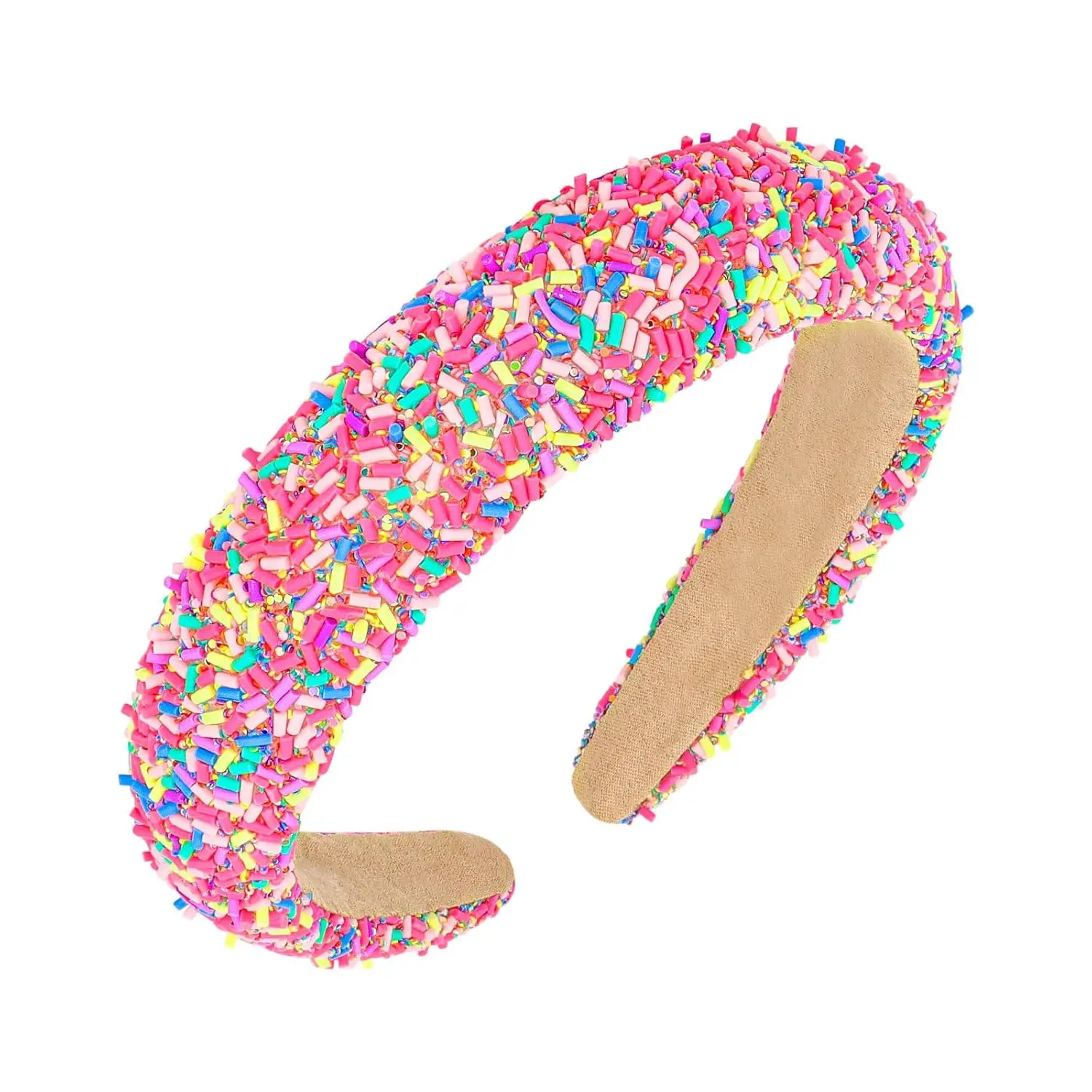 Hot Pink Sprinkle Headband for Women Wide Padded Thick Donut Hairbands Fashion Hair Hoops Girls Hair Accessories
