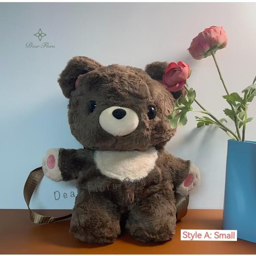 New Cute Plush Brown Bear Backpack Kawaii Soft Animal Knapsack High Quality Lolita Furry Shoulder Bag Fashion Girl Birthday Gift