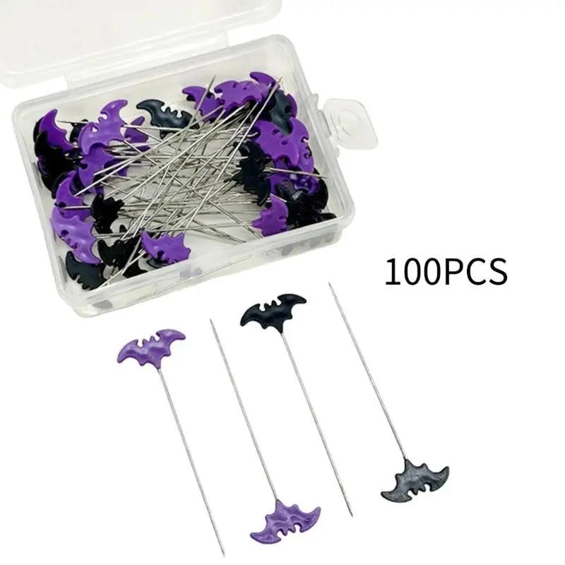 Adults' Halloween Theme Plastic Head Unique Shape Dressmaking Pins - 50/100pcs High Quality Tools for Craft Lovers, DIY Lovers, Fabric Work, Embroidery, Decorations, Colorful Appearance, Diy Sewing Tools