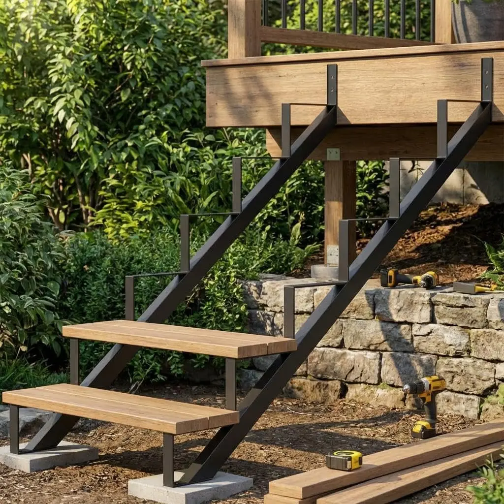 Garvee 1 DIY | 6 Steel Stair Stringer 6-Step Metal Stair Riser Outdoor DIY Step