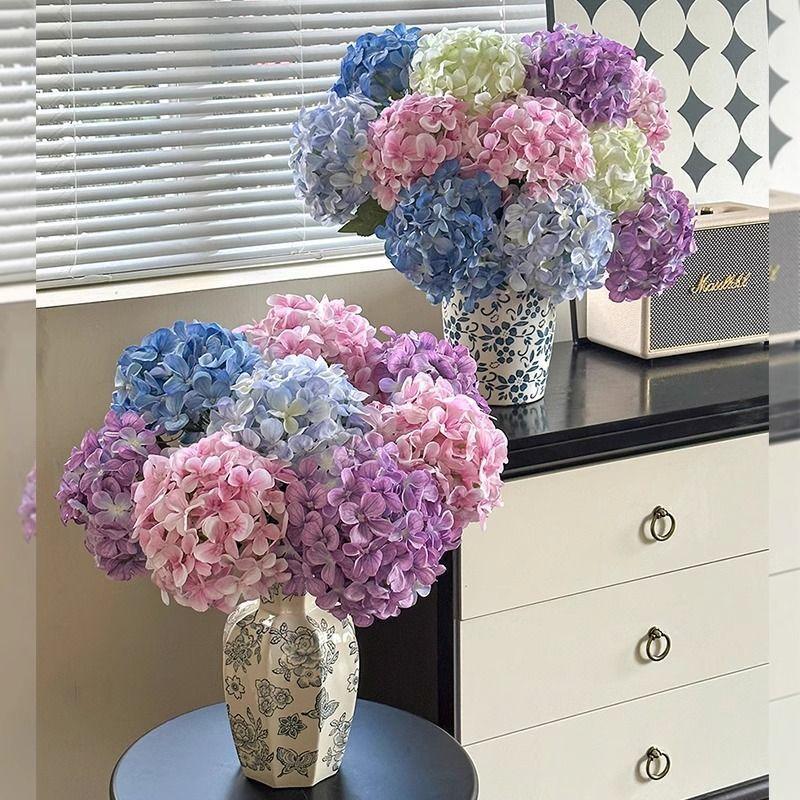 Luxury hydrangea faux for dining table and living room decorations, wedding artificial decorative floral arrangements, silk flowers, dried flowers filler