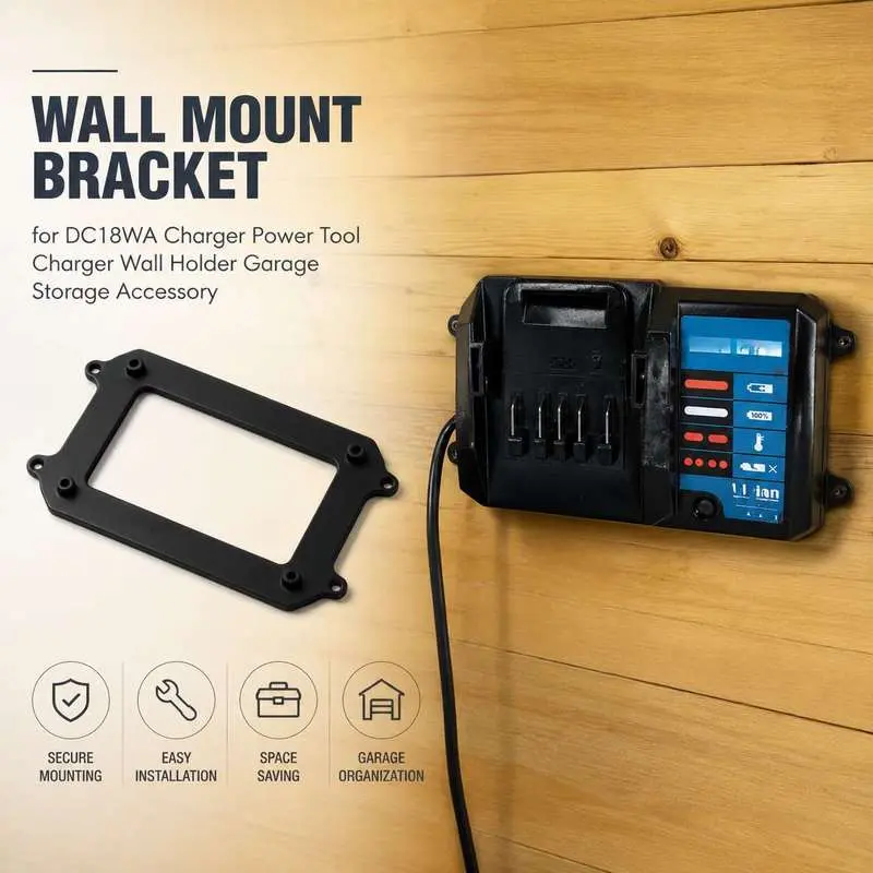 DC18WA Charger Wall Mount Bracket Lithium Battery Charging Rack Garage Workshop Storage Holder