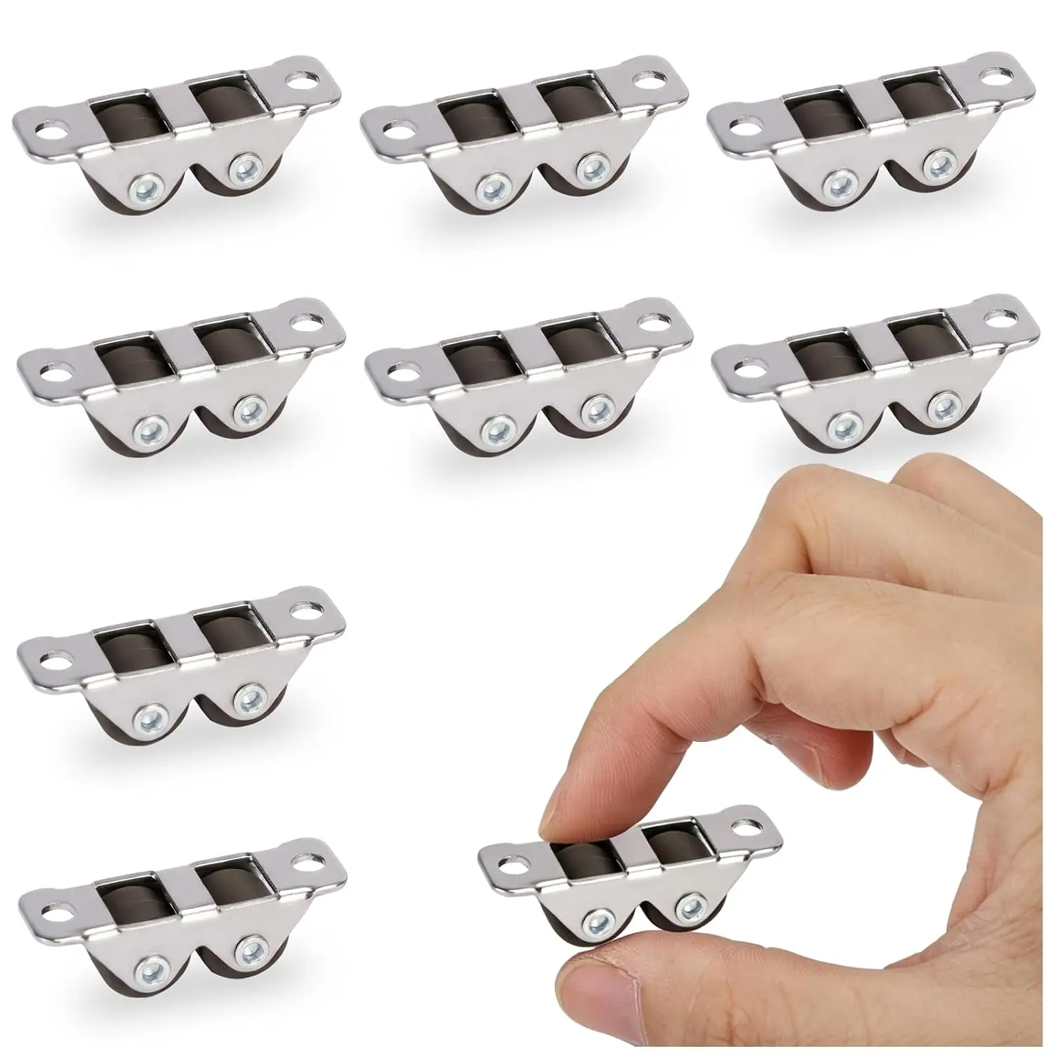 8-Count 1/2 Inch Low Profile Mini Rigid Fixed Caster Wheels, Single Direction Rubber Rolling Wheels with Steel Top Plate for Small Appliances, Furniture