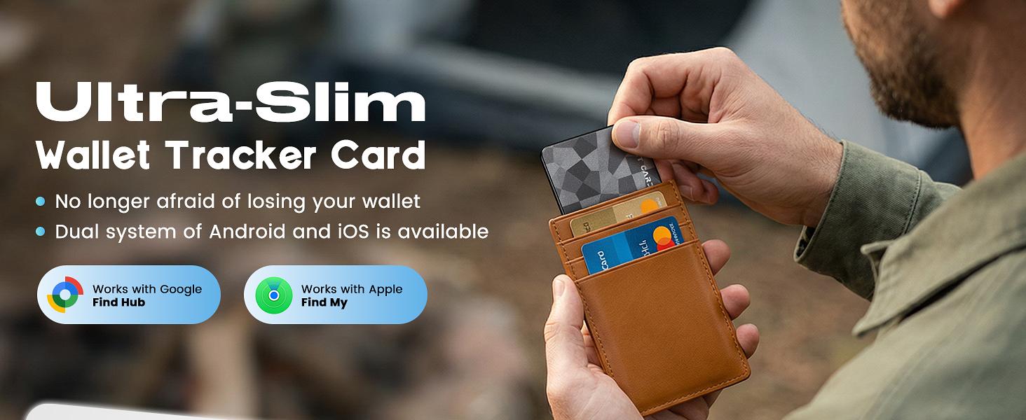 2026 Wallet Tracker Card (iOS and Android) Slim Tracking Card, Battery Bluetooth Smart Card, Work with Apple Find My & Google Find Hub, GPS Locator for Luggage, Passports, Keys, Backpack
