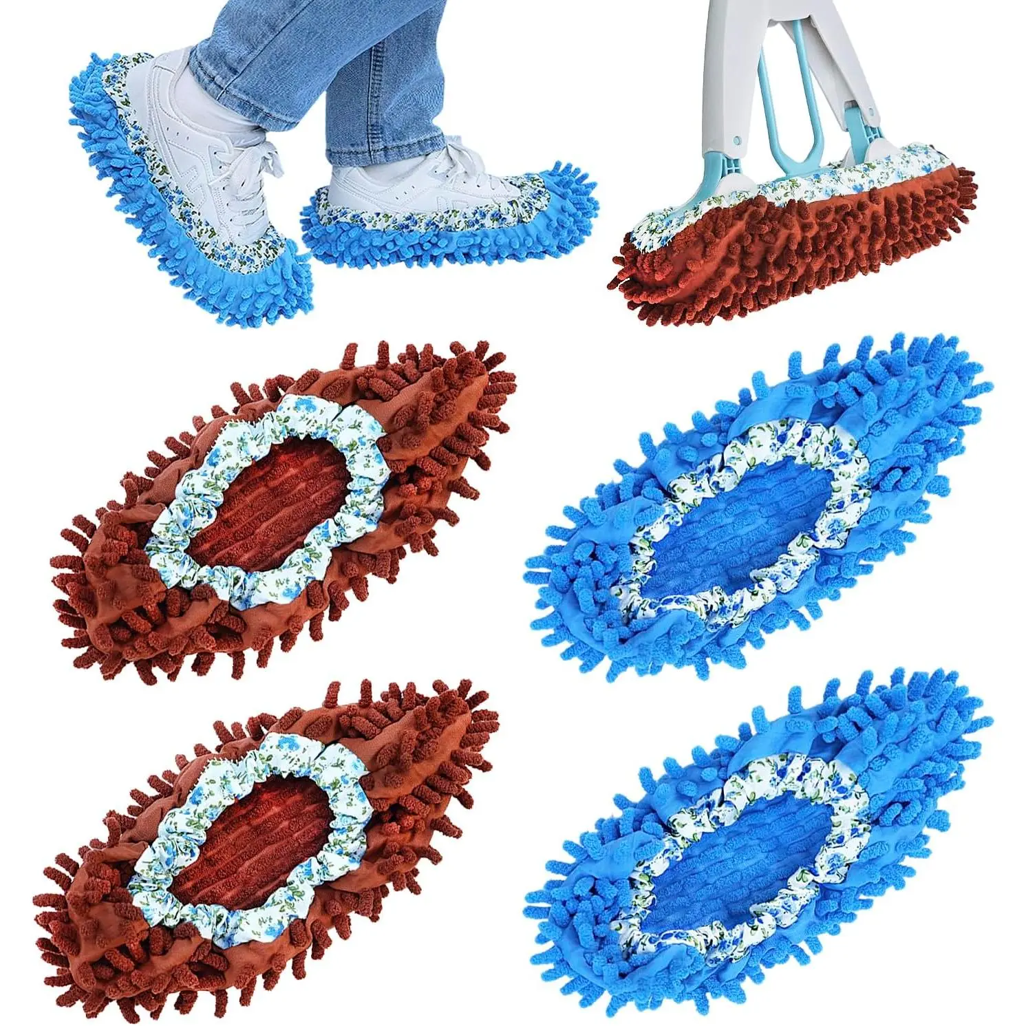 Mop Slippers Shoes Cover Duster - Microfiber Mopping Slippers for Floor Cleaning,Floor Cleaning Tools, Washable  Mop Shoes Microfiber Foot Socks (2 Pairs)