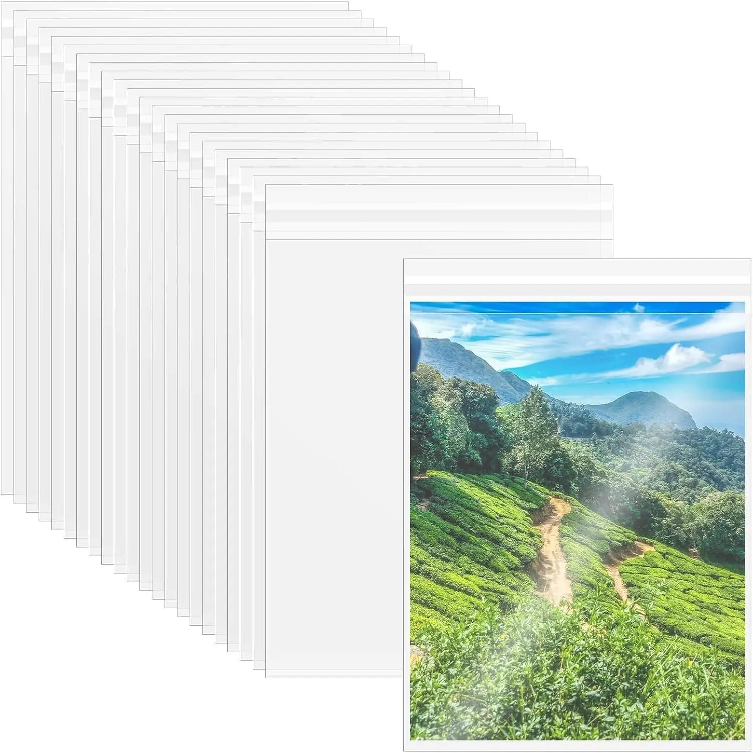 100PCS 8.5 x 11 Inch Cellophane Bags Self Sealing, Resealable Clear Plastic Sleeves for Paper, Artwork, Photo Mats, Comic, Magazine Page Protectors