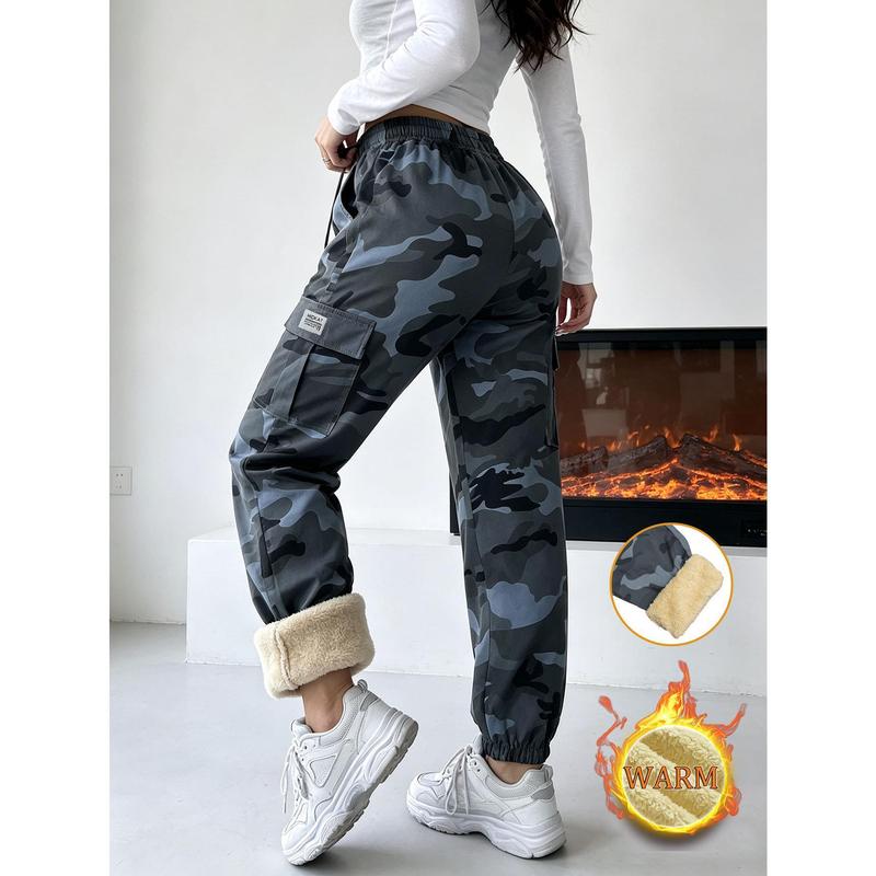 Thick Lined Winter Women's Casual Pants, Unique Soundwave‑Tech Embossed Textured Fabric, Ribbed Drawstring Elastic Waistband, Loose‑Fit Cuffed Trousers with Secure Zipper Pockets, Warm Bottoms for Daily & Outdoor Wear, Great Holiday Gift for Women