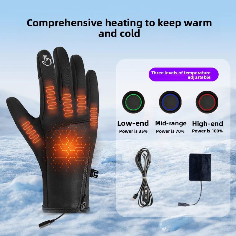 Electric Heated Gloves for Men & Women Rechargeable Winter Warming biker heating Gloves with Touchscreen finger Friendly Windproof for Outdoor Cycling Skiing Travel wind -proof Warm motorcycle weather plush Gloves sport daily work ski