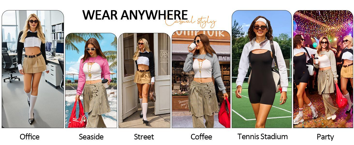 Imily Bela Womens Cropped Sweatshirt Shrugs Long Sleeve Workout Gym Cover Ups Bolero Shrug Y2k Super Crop Tops