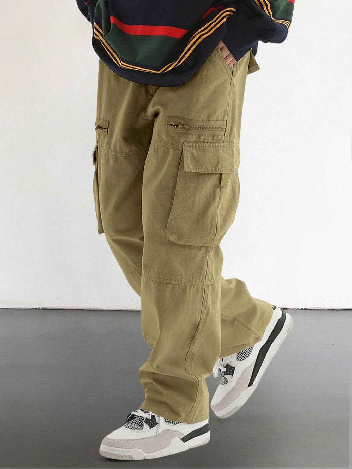 Men's Loose Solid Pocket Drawstring Waist Cargo Pants, Unisex Casual Comfy Zipper Cargo Pants for Daily Outdoor Wear, Women Woven Bottoms for All Seasons Adjustable Waist Pants, Casual Cargo Style Men's Loose Solid Pocket Drawstring Waist Cargo Pants, Unisex Casual Comfy Zipper Cargo Pants for Daily Outdoor Wear, Women Woven Bottoms for All Seasons Adjustable Waist Pants, Casual Cargo Style