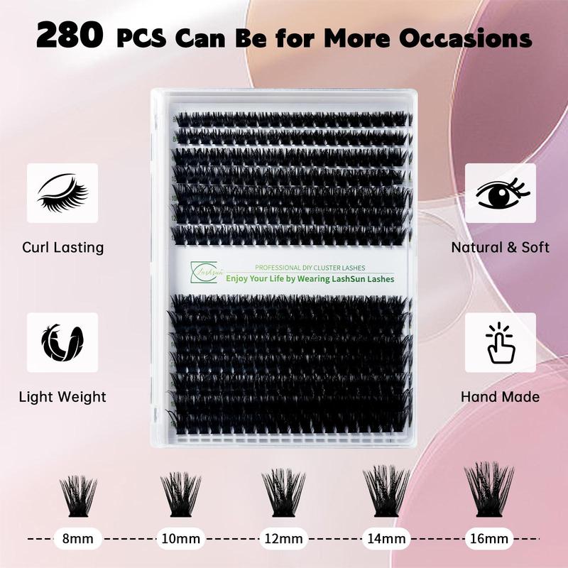 Natural Look Eyelash Extensions Set, Eyelash Extensions Kit, 1 Count Fluffy False Eyelashes Set & 1 Count Eyelash Tweezers & 1 Count Eyelash Glue, Professional Makeup Accessories for Women