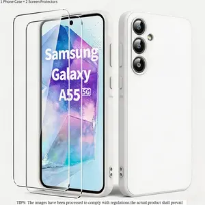3 In 1 Liquid Shockproof Phone Case Set With 2 Clear Screen Protectors For Samsung Galaxy A57 A56 A36 A27 A26 A17 A16 A55 A35 A25 A15 A54 A34 A24  S25 S24 S23 S22 S21