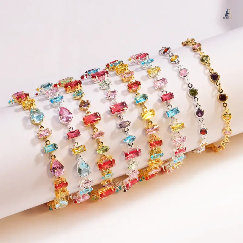 Women's Fashion Colorful Zircon Mixed Beads Bracelet - INS Style, Sweet Candy Design, Cute Dainty, Stackable Set, Daily Wear Spring Summer Jewelry Accessory