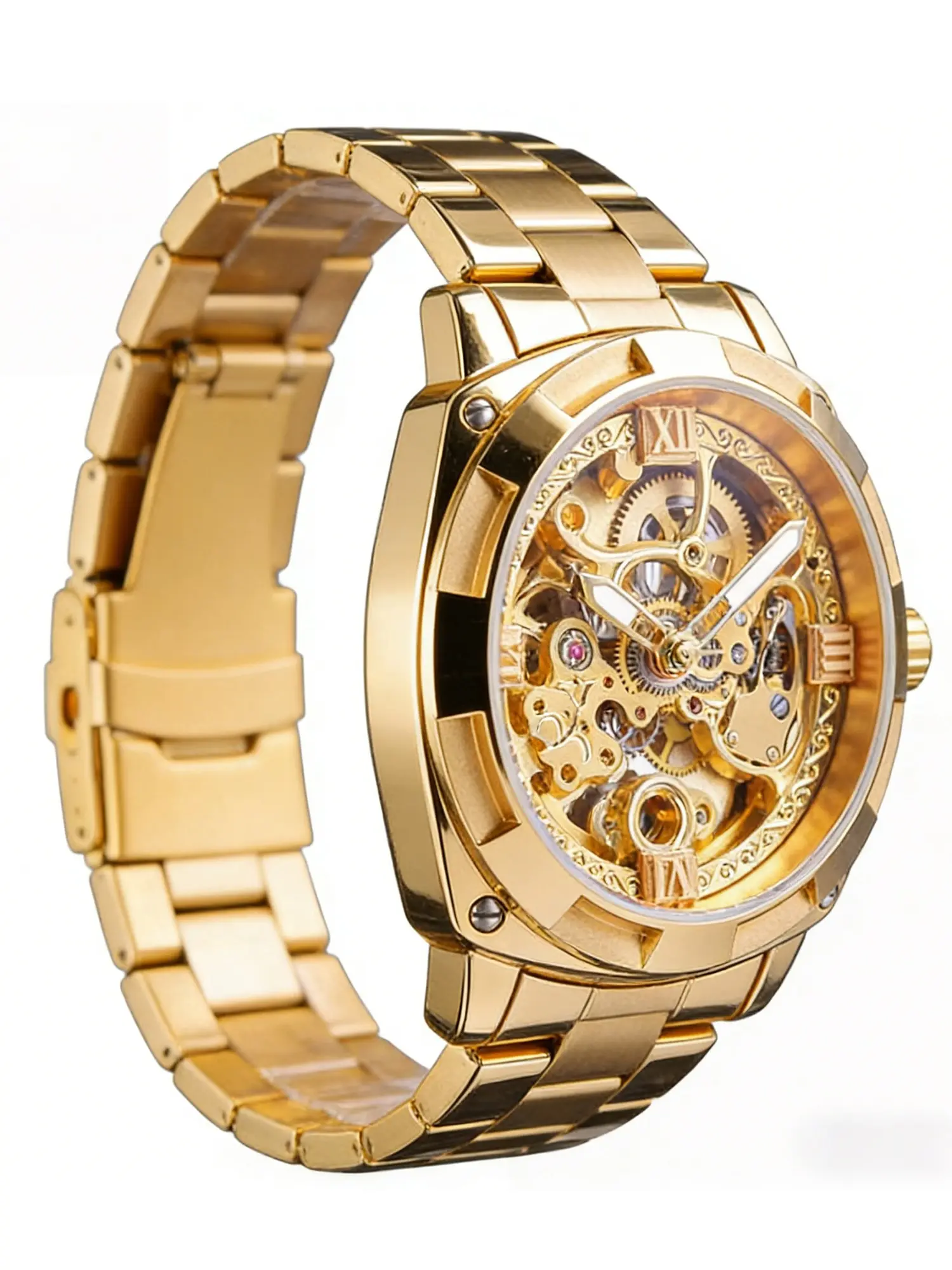 Men's Mechanical Automatic Business Fashion Watch, Stainless Steel Strap, Pointer Display, Round Case Design, All-Season Wear Essential