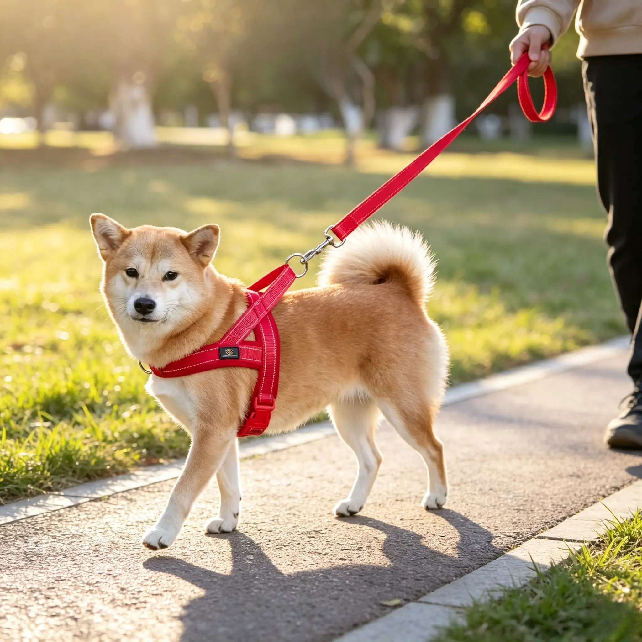 Reflective No-Pull Dog Harness, Adjustable Nylon Step-In Pet Walking Harness, Breathable Comfort Dog Chest Harness for Small & Medium Dogs, Outdoor Walking Pet Accessory