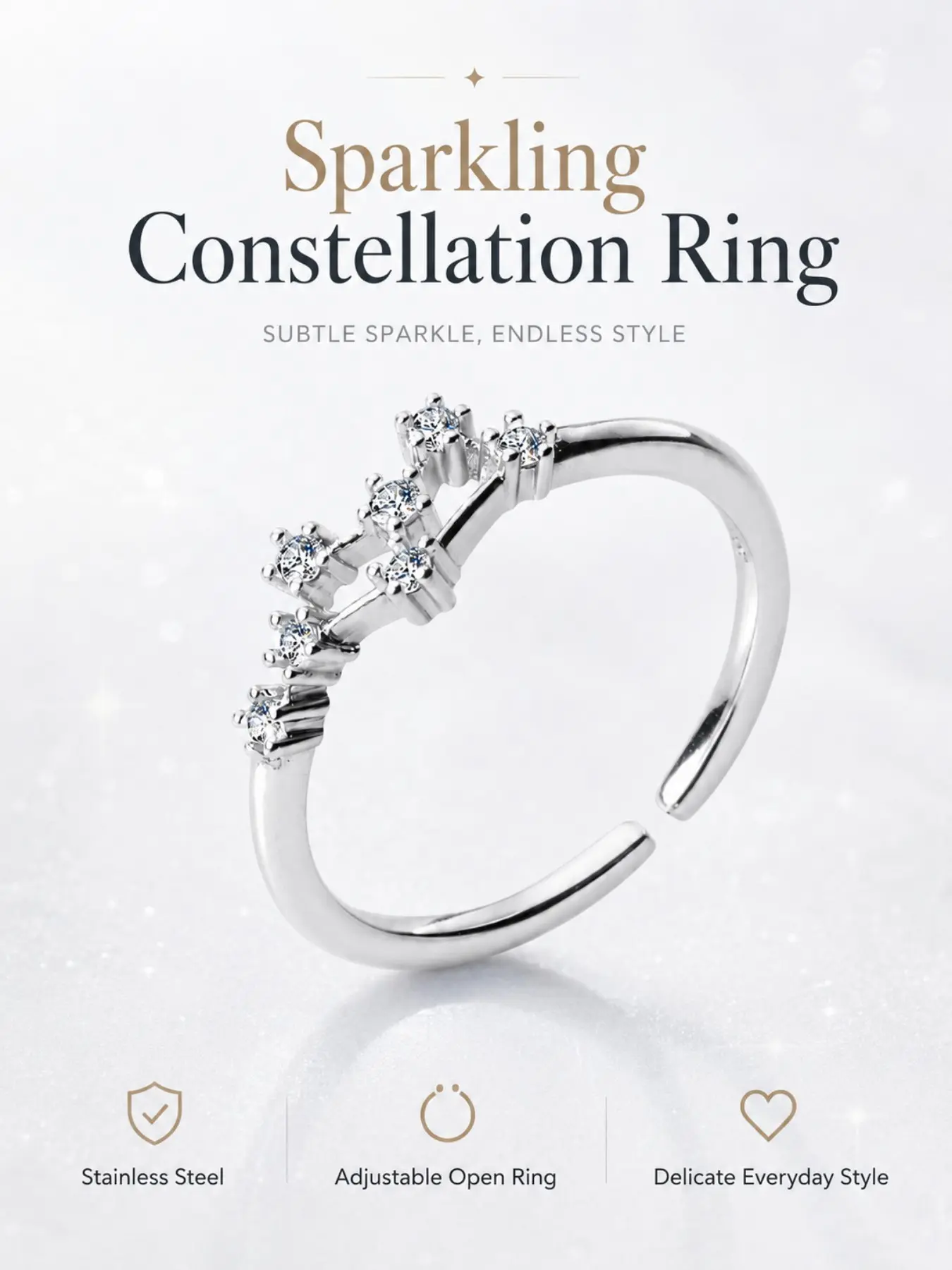 12 Zodiac Constellation Rings Set, Adjustable Open Star Sign Rings, Silver Tone Astrology Jewelry for Women