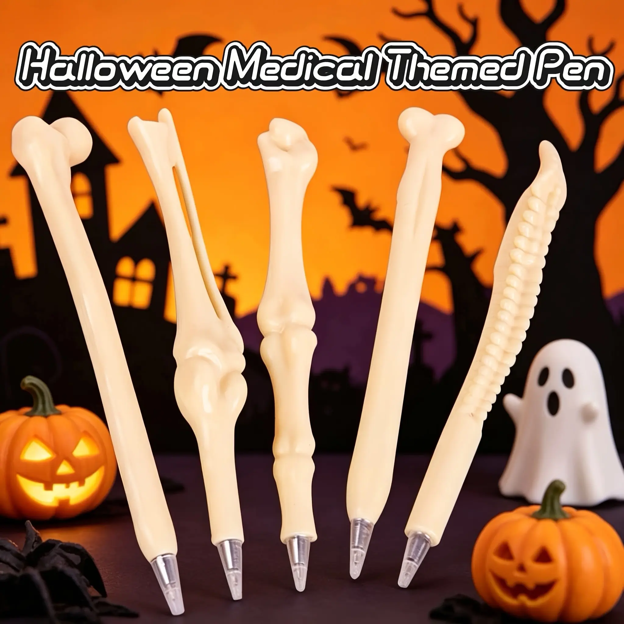 12-Pack Creative Bone-Shaped Ballpoint Pens, Ink, Durable Metal Tip, Compact Design, Ideal Gift for Nurses, Doctors, Birthdays, Holidays