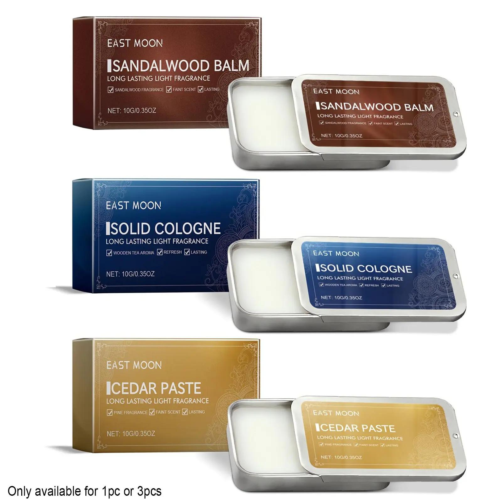 Men's Solid Perfume Balm Set, Aromatic Woody, Woody Scents, Sandalwood, Cedar, Patchouli Scent, Refreshing Non-Sticky, Portable Fragrance, Fragrance For Men, Perfect Gift, Elegant Fragrance, Signature Scent, Fragrance Oud, Portable Convenience