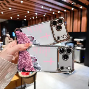 "God Is Within Her" Psalm 46:5 Pink Waves Pattern phone case for iPhone 17/16/15/14/13/12 and 11 Pro and Samsung Galaxy S26 S25 S24 , shockproof and anti-drop Four-corner drop protection Electroplated Transparent Soft Silicone Cover